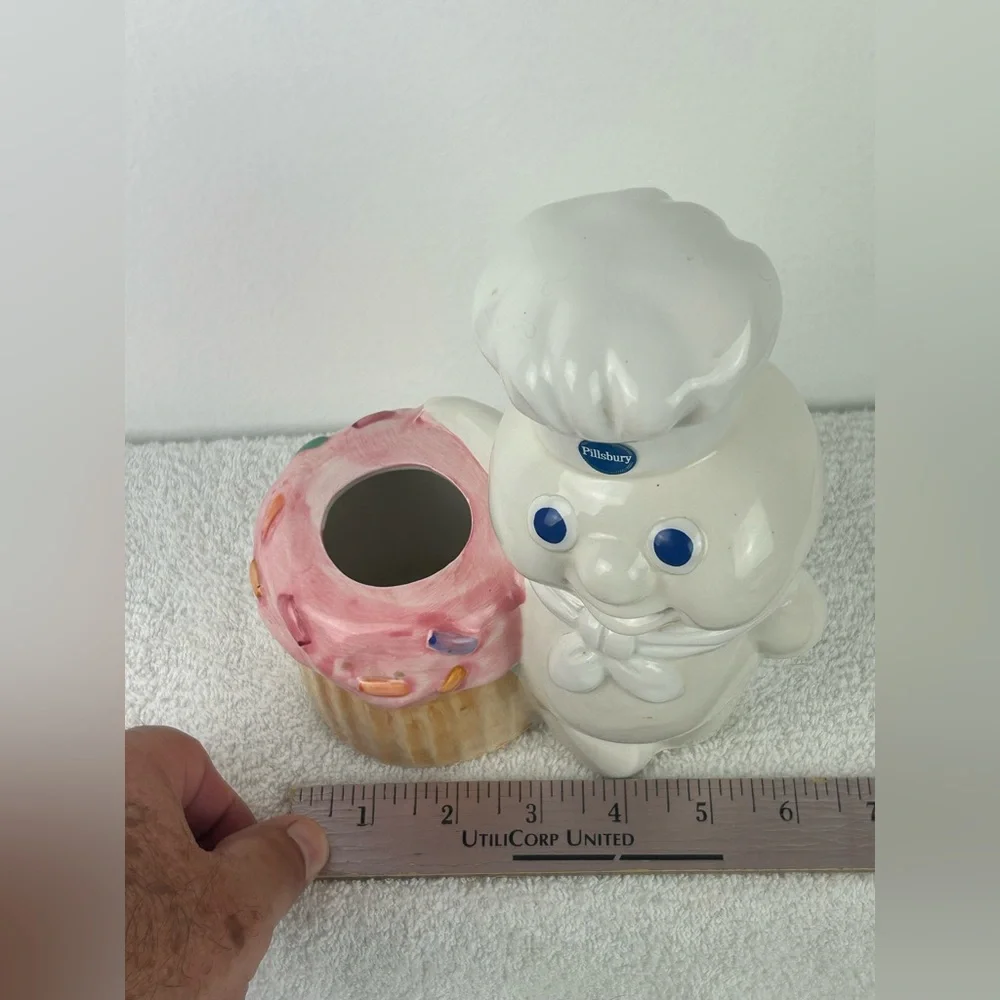 VTG '1992' Utensil Jar - Pillsbury Doughboy FUNFETTI Pink Cupcake